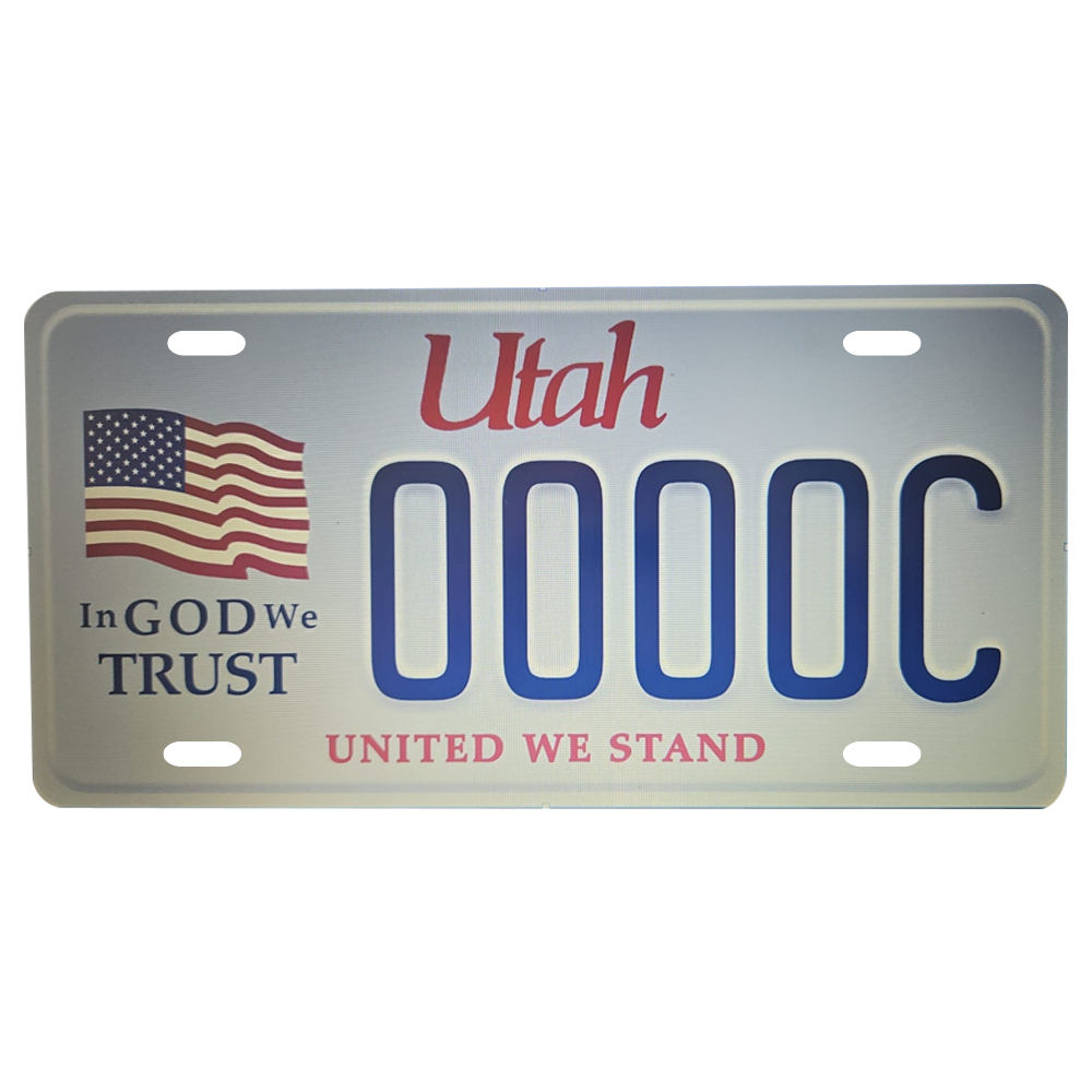 Utah Custom Plate 0000C USA flag